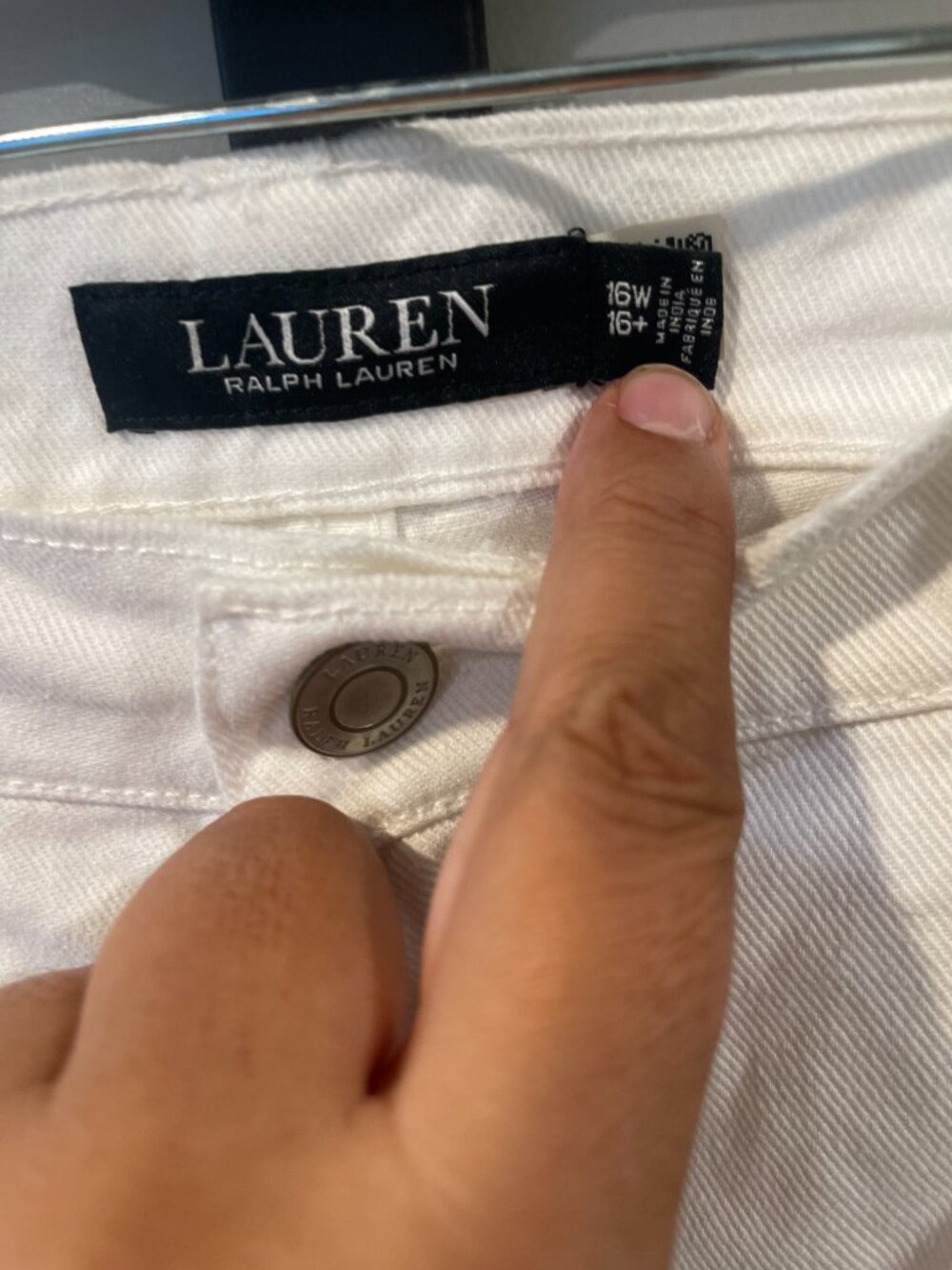 Women's New Ralph Lauren White Cotton Jeans w/Lace Details Sz 16W $195 - Picture 5 of 13